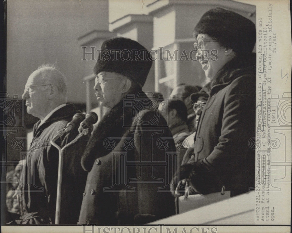 1972 Press Photo Emperor Hirohito of Japan &amp; his wife &amp; A Brundage of  the IOC - Historic Images