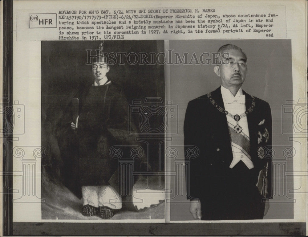 1972 Press Photo Emperor Hirohito of Japan longest reigning monarch in Japanese - Historic Images