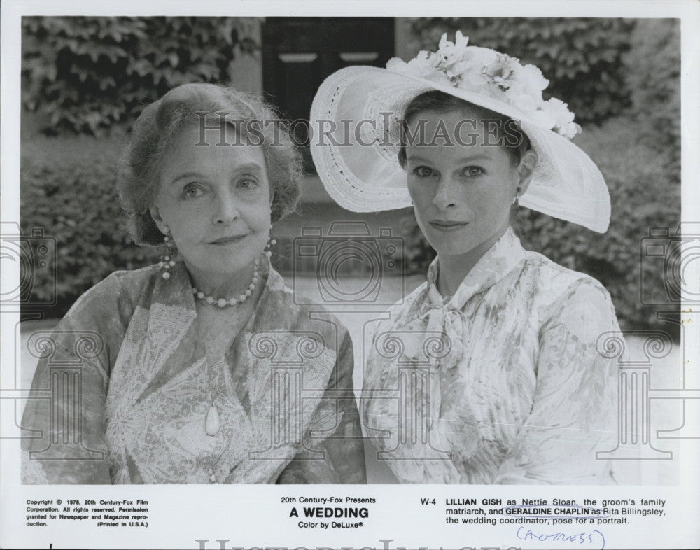 1978 Press Photo Actors Lillian Gish And Geraldine Chaplin Star In &quot;A Wedding&quot; - Historic Images