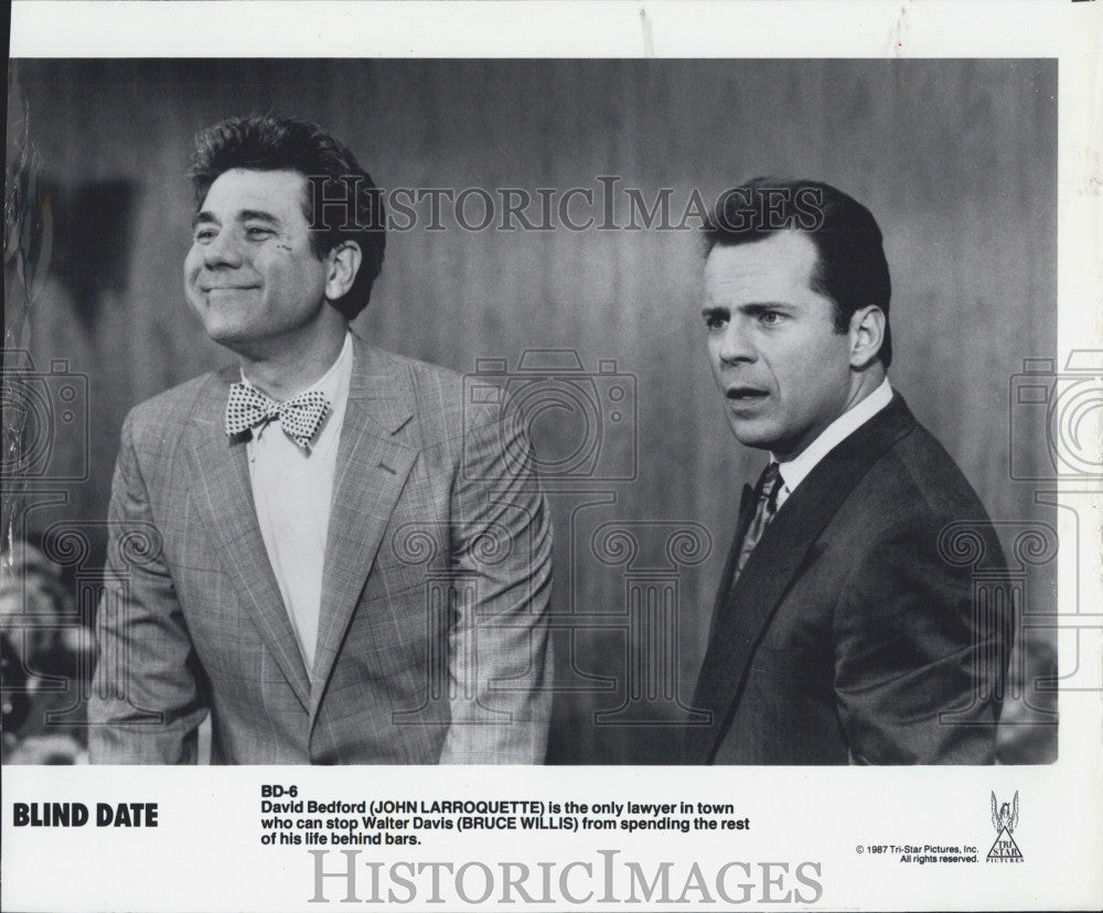 1986 Press Photo Film &quot;Blind Date&quot; stars Bruce Willis John Larroquette - Historic Images