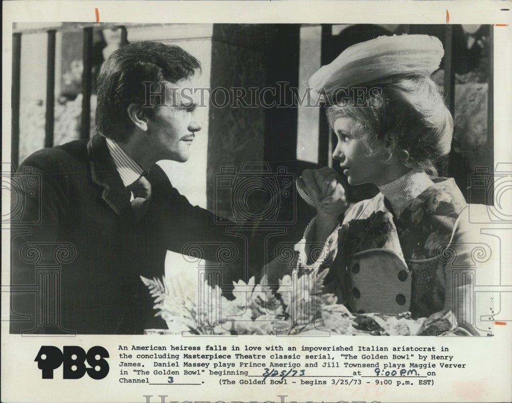 1973 Press Photo Masterpiece Theatre Classical &quot;The Golden Bowl&quot; Daniel Massey - Historic Images