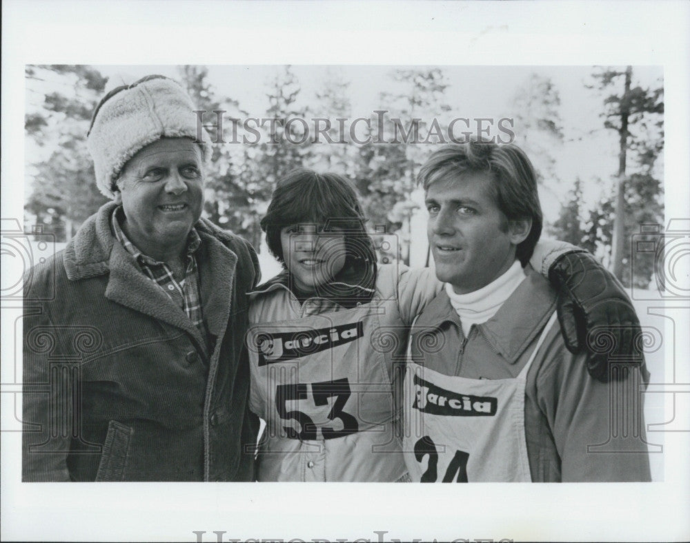 Press Photo Dick Van Patten, Son James, Ralph Maccio of &quot;Snowbird&quot; - Historic Images