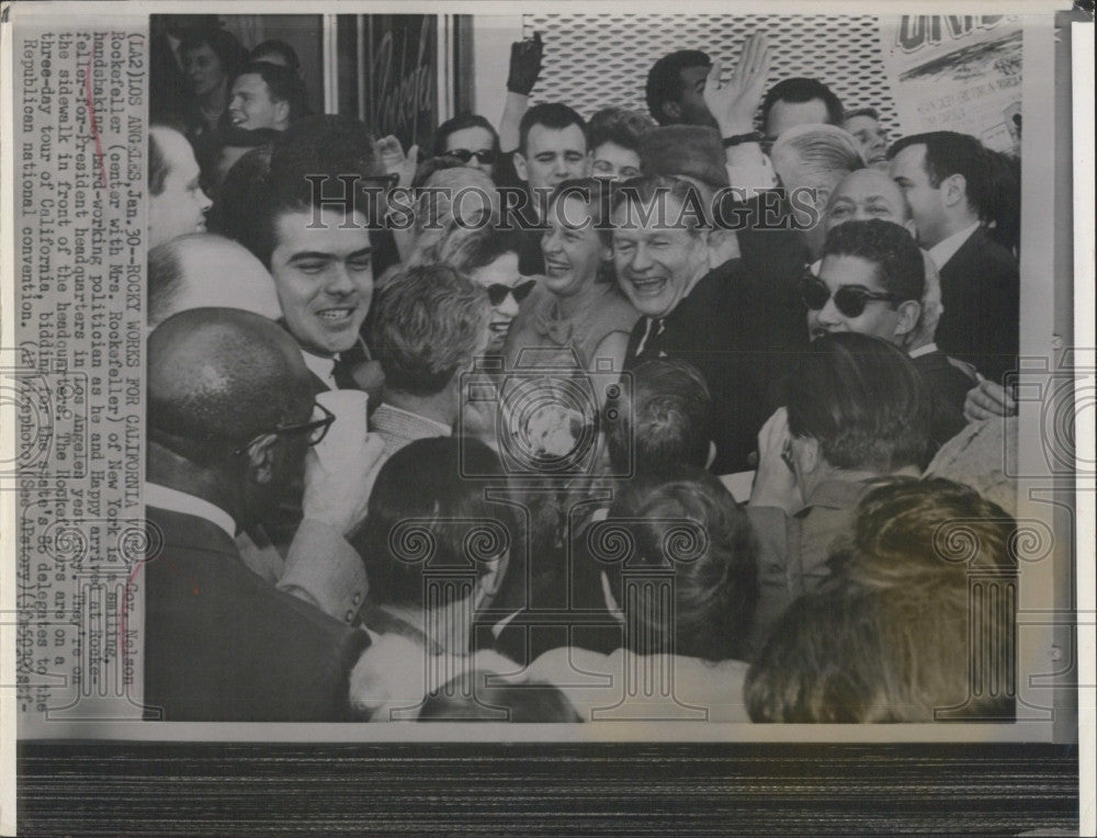 Press Photo Nelson Rockefeller Arrives At His Los Angeles Campaign Headquarters - Historic Images