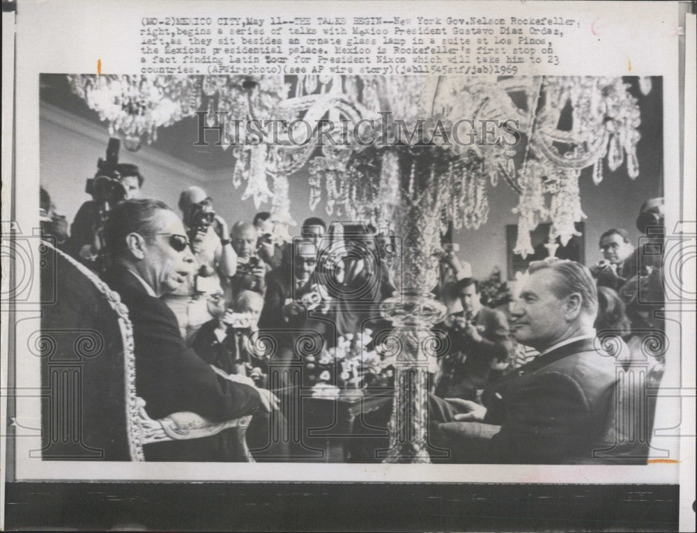 1969 Press Photo Gov Nelson Rockefeller Meets With Mexican President - Historic Images