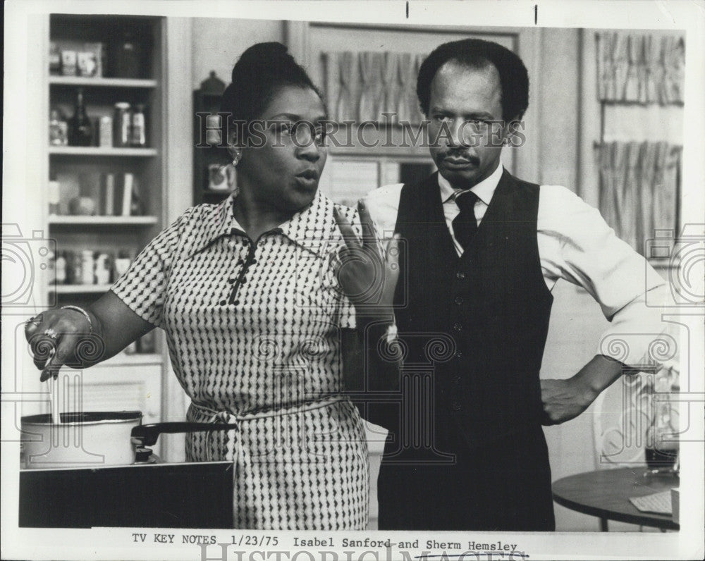 1975 Press Photo Isabel Sanford and Sherm Hemsley. - Historic Images