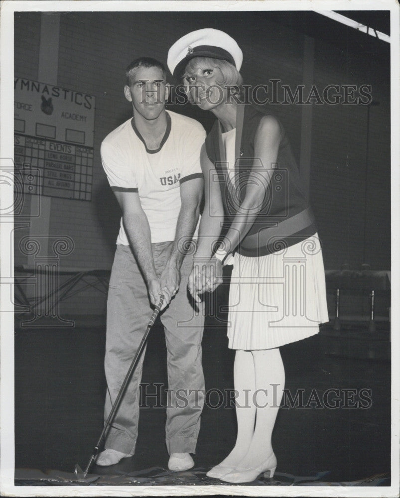 1967 Press Photo Actress Carol Channing &amp; Cadet 2nd Class Brandon Blonshine - Historic Images