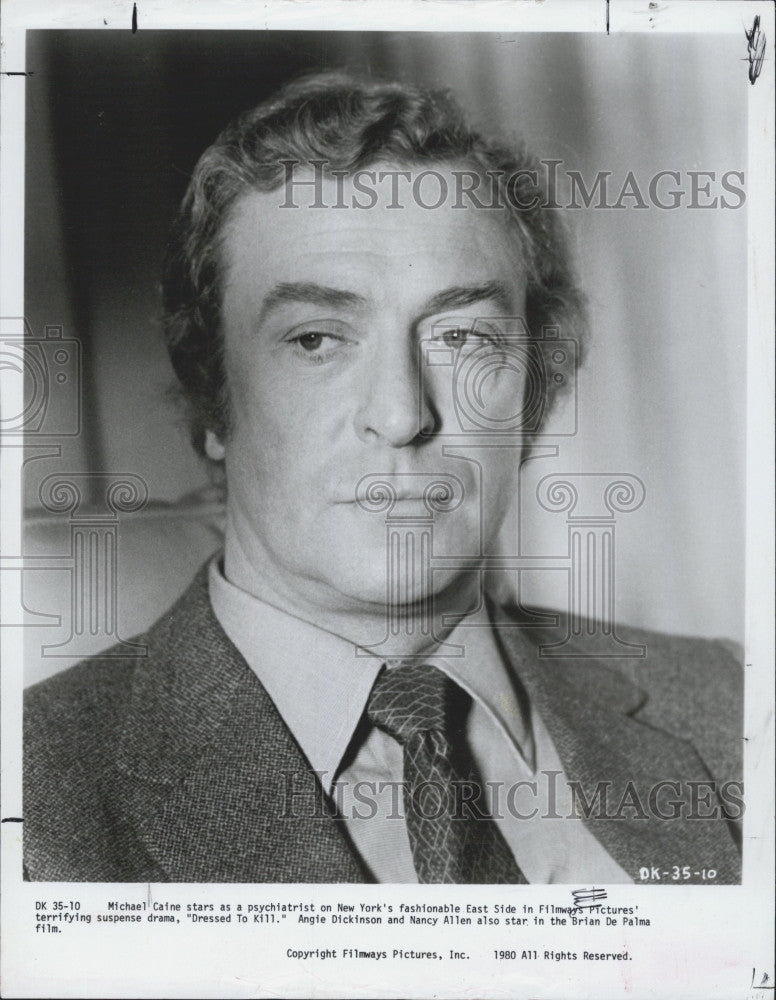 1980 Press Photo Actor Michael Caine Starring In Crime Film &quot;Dressed To Kill&quot; - Historic Images