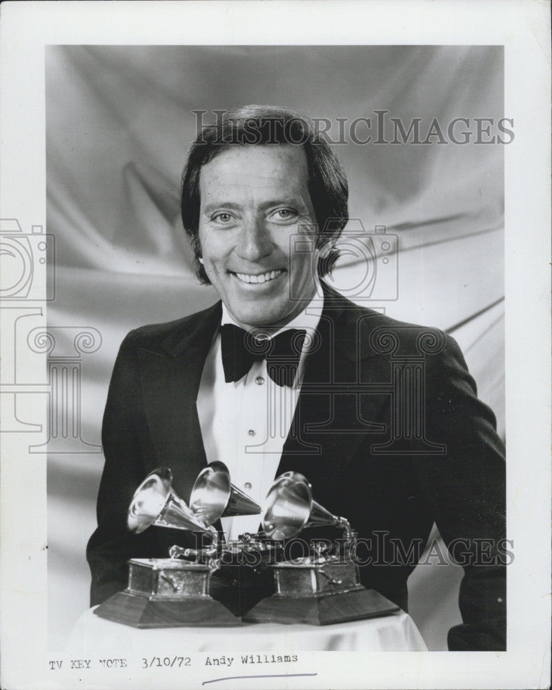 1972 Press Photo Singer Andy Williams - Historic Images