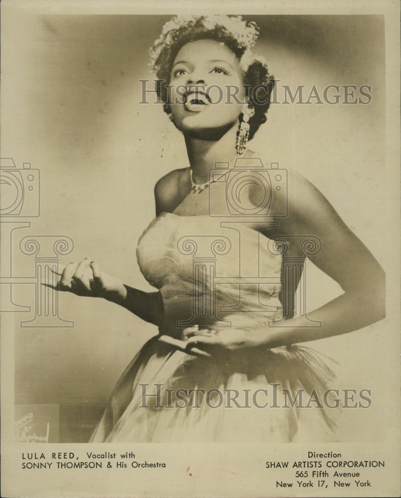 1957 Press Photo Singer, Lulu Reed with Sonny Thompson &amp; his Orchestra - Historic Images