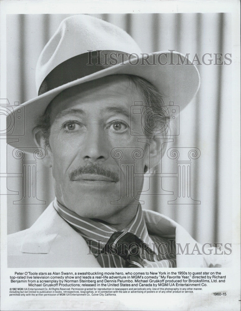 1982 Press Photo Actor Peter O&#39;Toole Starring In Comedy Film &quot;My Favorite Year&quot; - Historic Images