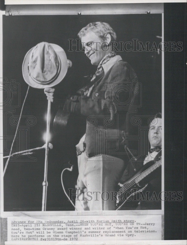 1972 Press Photo Singer Jerry Reed Grammy Award Winner - Historic Images