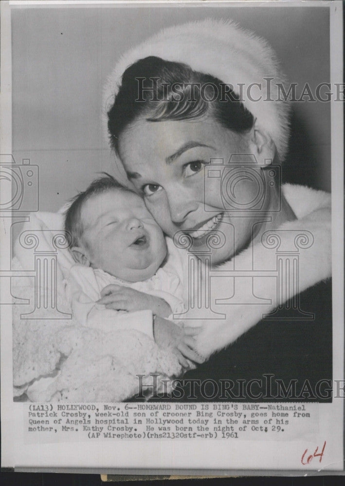 1961 Press Photo Nathaniel Patrick Crosby with Kathy Crosby Son of Bing Crosby - Historic Images