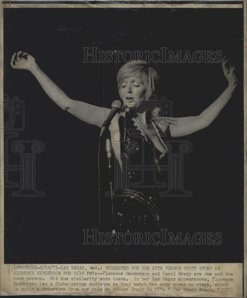 1973 Press Photo Florence Henderson appears in Las Vegas - Historic Images