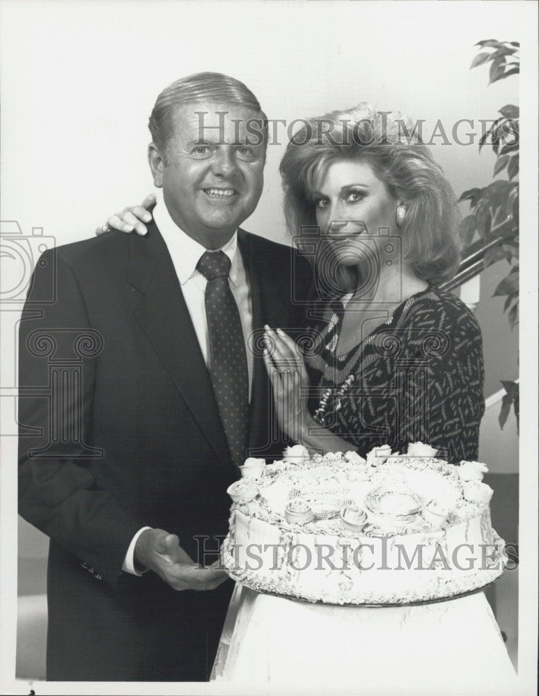 1987 Press Photo Actors Dick Van Patten, Mary Frann &quot;A Bradford Family Reunion&quot; - Historic Images