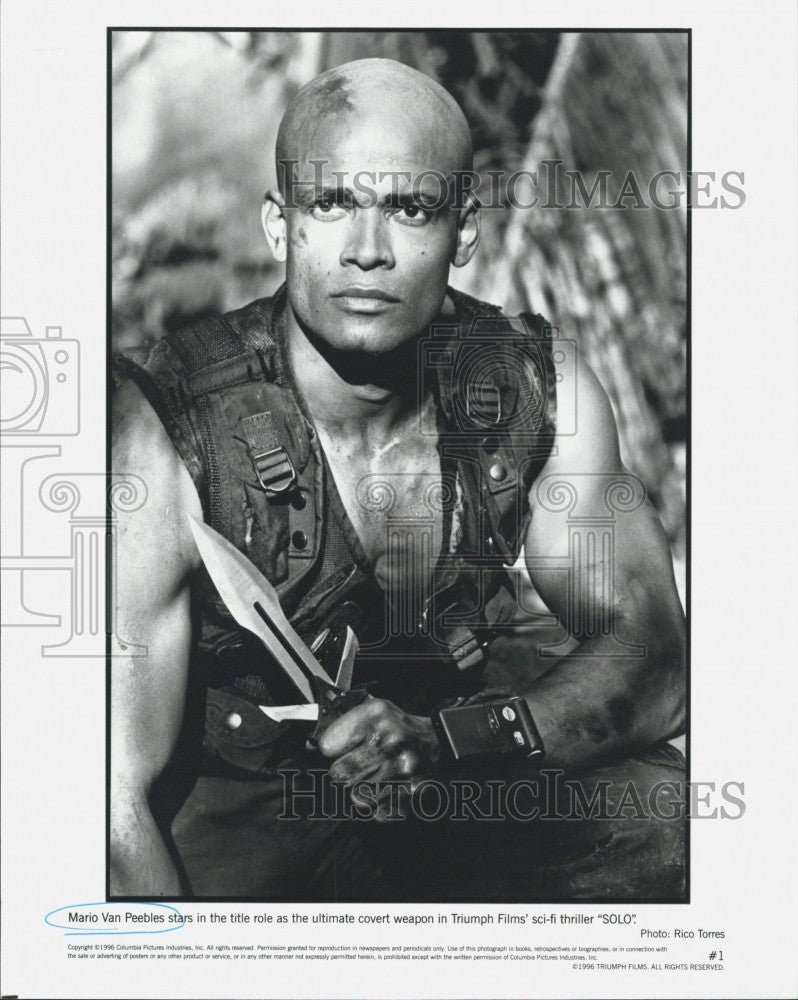 1996 Press Photo Mario Van peeble stars in sci-fi thriller &quot;Solo&quot;. - Historic Images