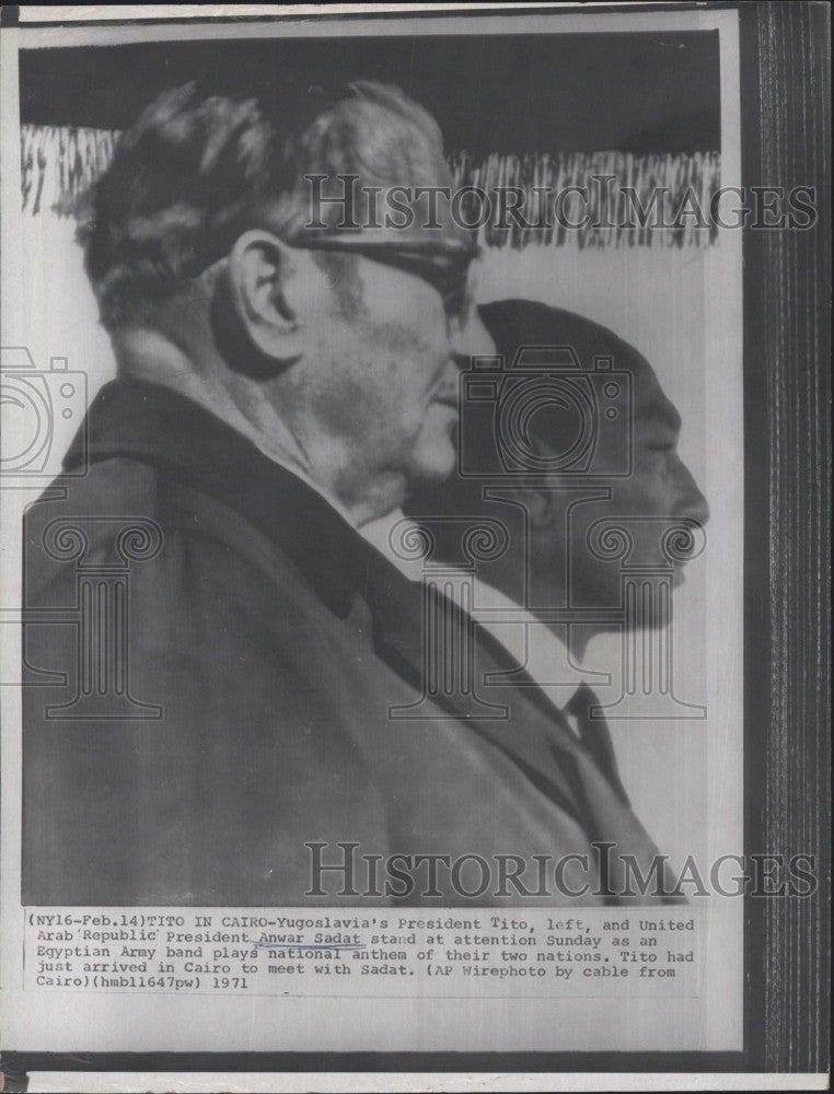 1971 Press Photo Yugoslavia President Tito With UAR President Anwar Sadat - Historic Images