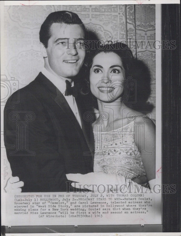 Singer Robert Goulet and actress Carol Lawrence. 1963 Vintage Press ...