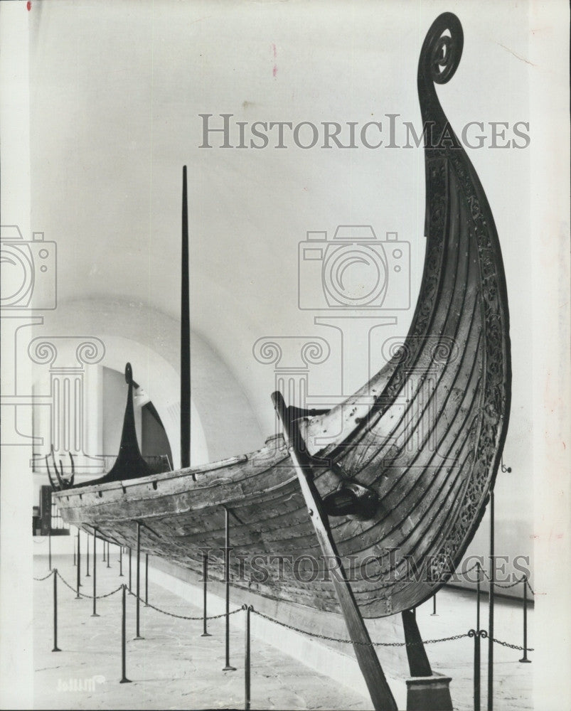 1969 Press Photo Viking Longship Boat at Oslo Viking Museum - Historic Images