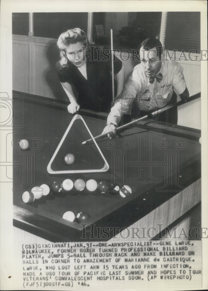 1946 Press Photo Gene LaRue, Former Boxer and Billiard Player - Historic Images