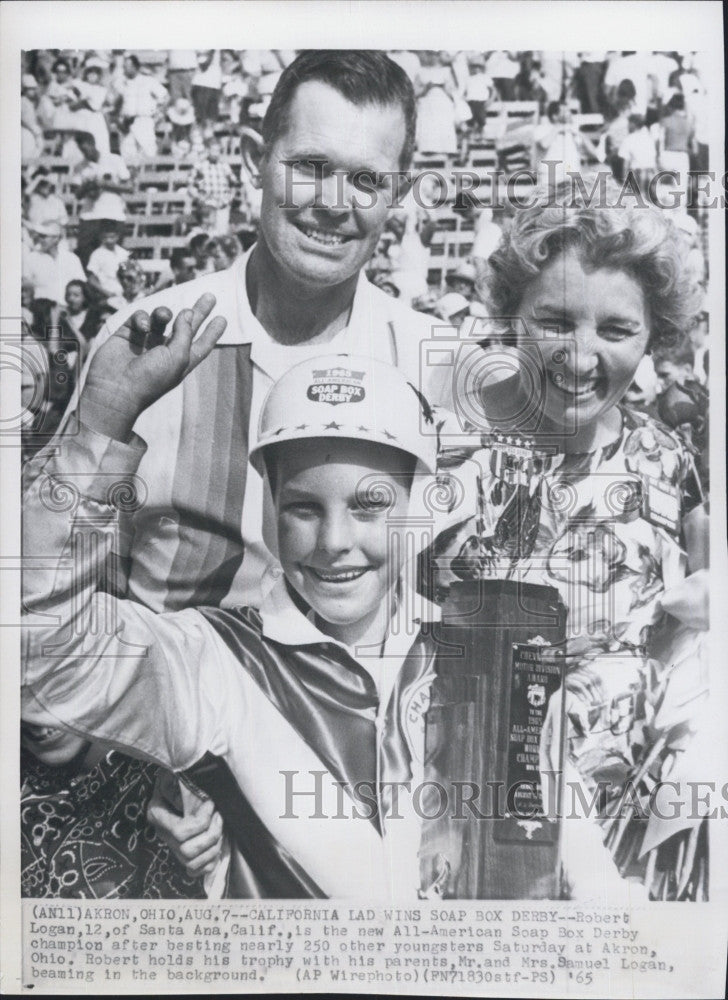 1965 Press Photo Robert Logan of Santa Ana California Wins Soap Box Derby - Historic Images
