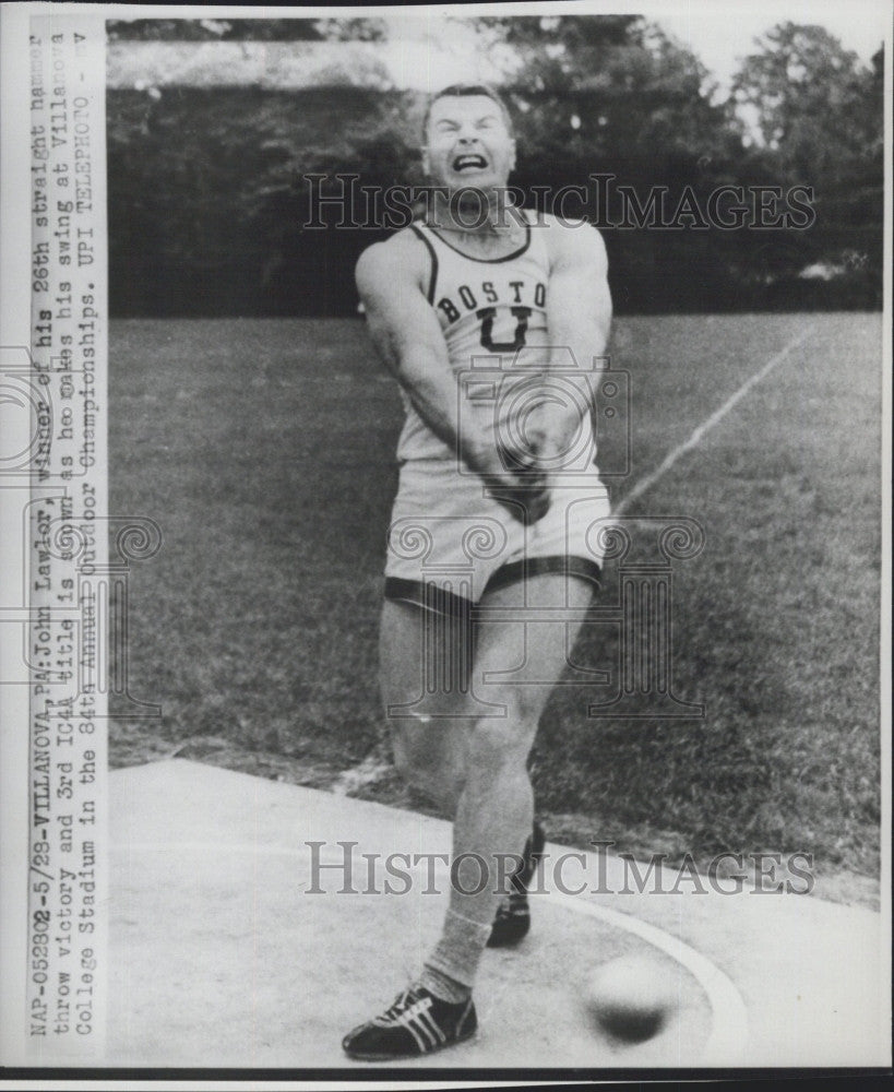 1960 Press Photo John Lawlor Wins 26th Straight Hammer Throw - Historic Images