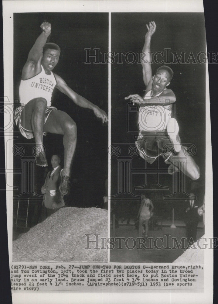 1953 Press Photo Bernard Bruce (r) &amp; Tom Covington (l) Broad Jumping - Historic Images