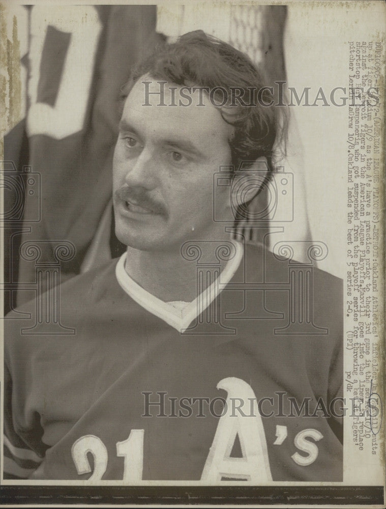 1972 Press Photo Oakland Athletics&#39; Infielder Charles Dallan Maxvill - Historic Images