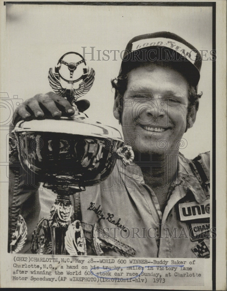 1973 Press Photo World 600 Stock Car Race Winner Buddy Baker in  Victory Lane - Historic Images