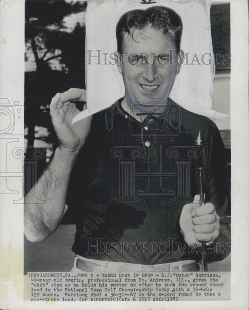 1950 Press Photo EJ &quot;Dutch&quot; Harrison, touring golf pro - Historic Images