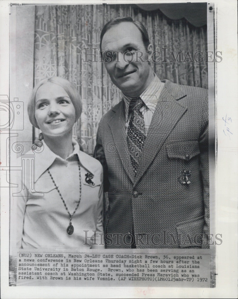 1972 Press Photo Dick Brown, LSU coach &amp; wife Vonnie - Historic Images