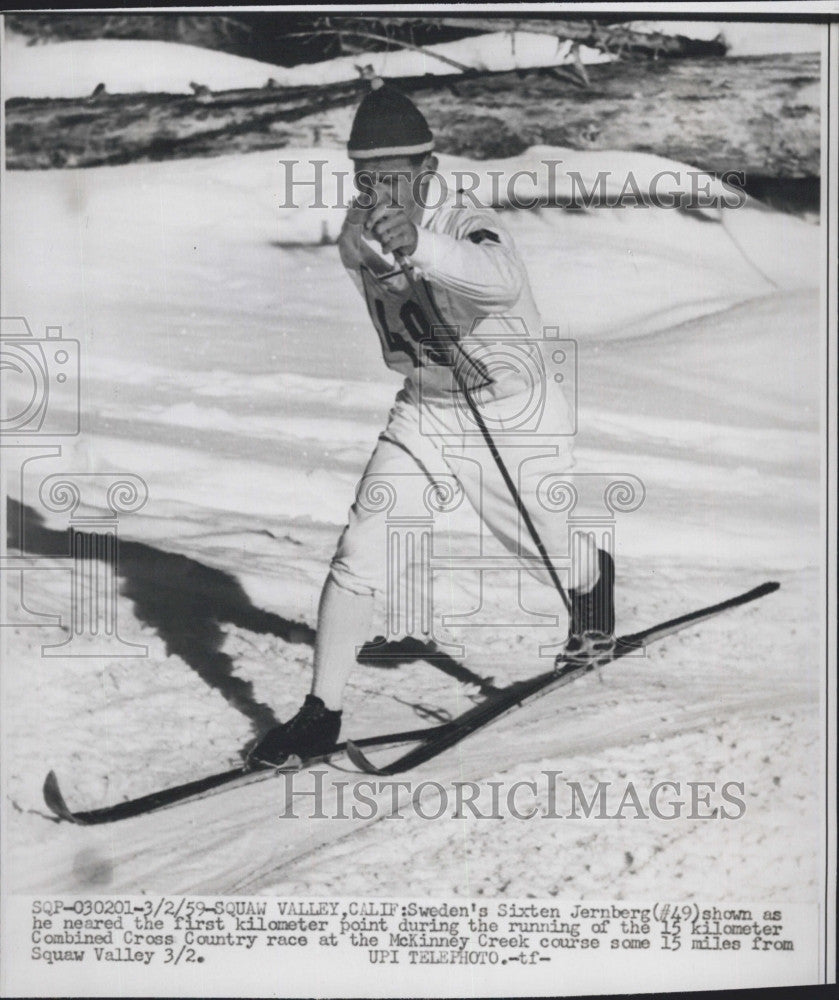 1959 Press Photo Sweden&#39;s Sixten Jernberg in Fifteen Kilometer Ski Race - Historic Images