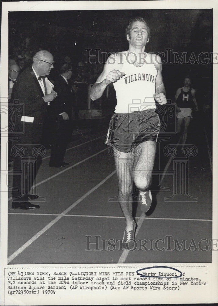 1970 Press Photo Villanova&#39;s Marty Liquori Wins Mile Race in 4 Mins.2.2 Seconds - Historic Images