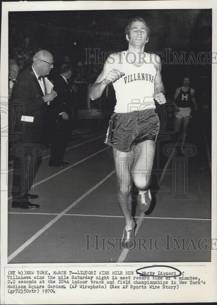 1970 Press Photo Villanova's Marty Liquori Wins Mile Race in 4 Mins.2.2 Seconds - Historic Images