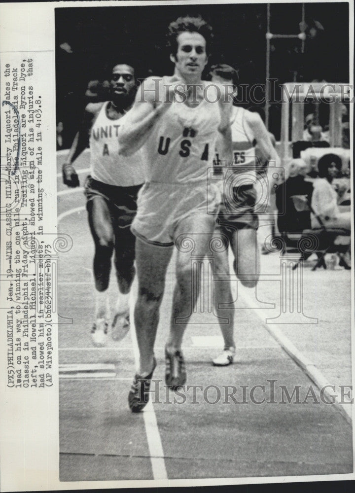 1973 Press Photo Villanova&#39;s Marty Liquori Wins Mile Run in Philadelphia - Historic Images