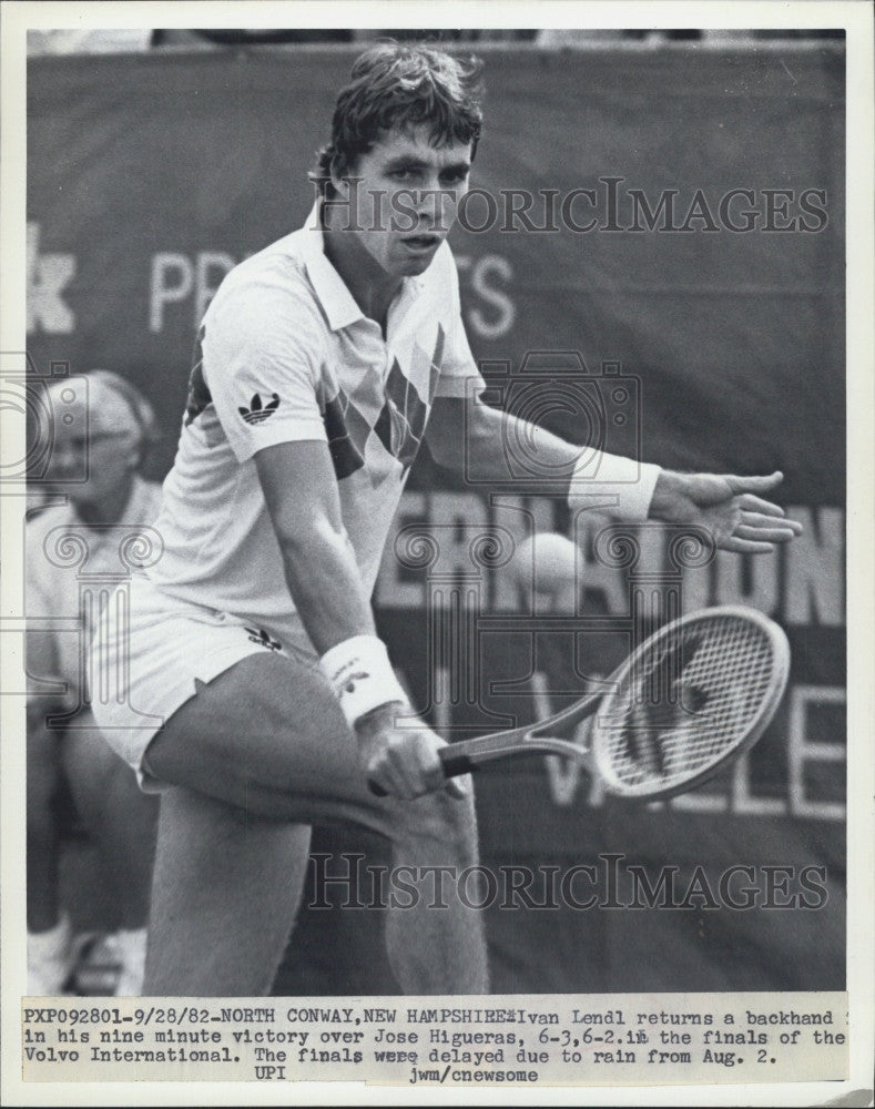 1982 Press Photo Ivan Lendl of Czech in action at tennis - Historic Images