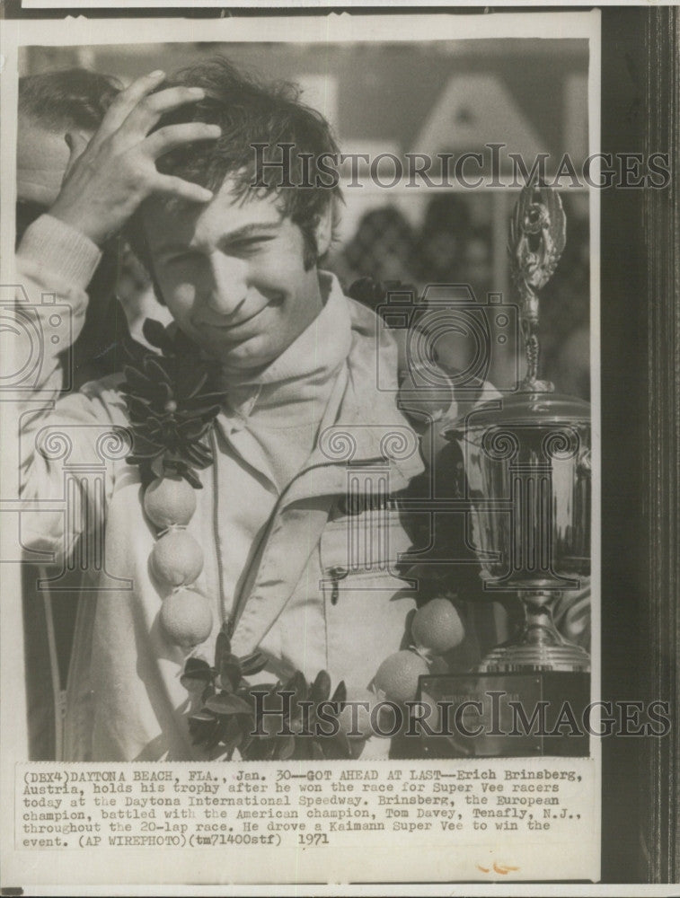 1971 Press Photo Super Vee Racing Winner Erich Brinsberg at Daytona - Historic Images