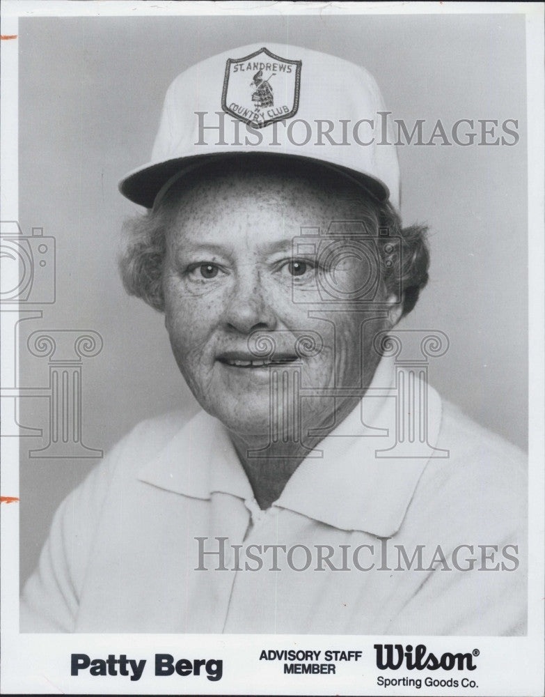 1983 Press Photo Patty Berg, Advisory Staff member of Wilson Sporting Goods Co. - Historic Images