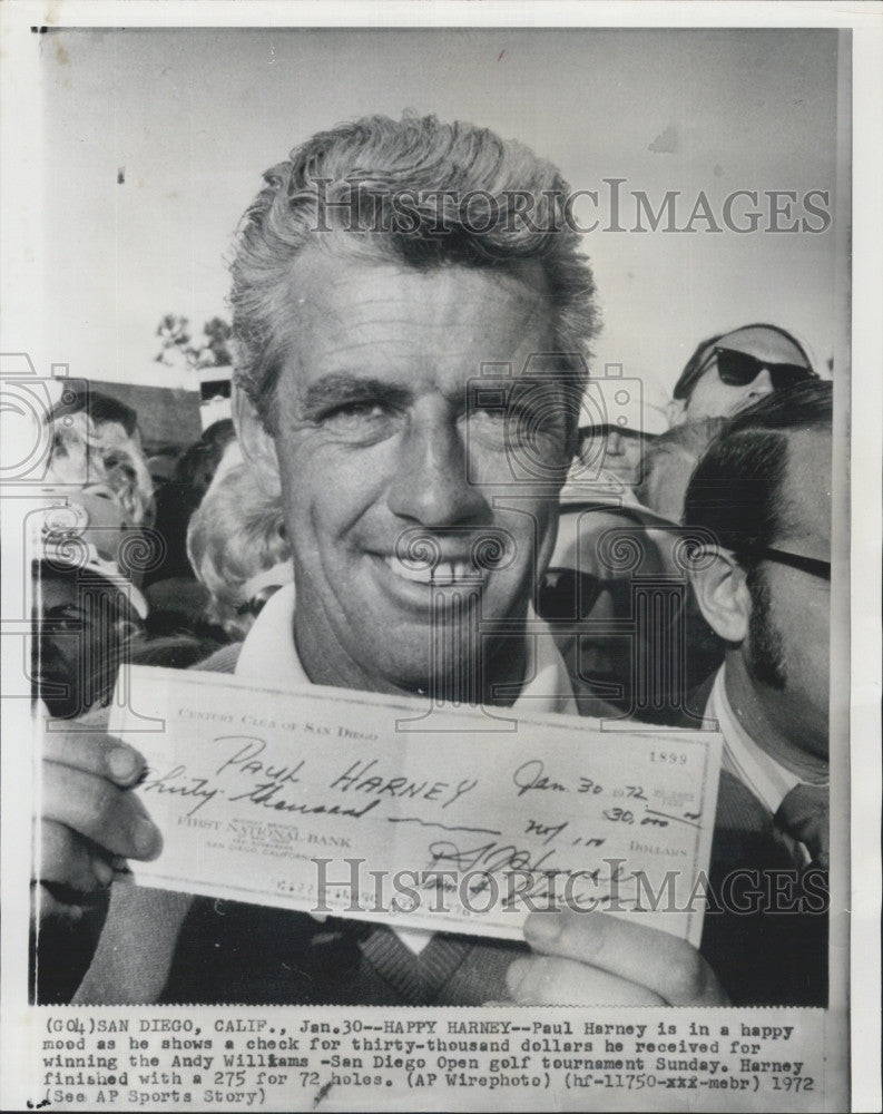 1972 Press Photo Paul Harney wins Andy Williams San Diego Open tourny - Historic Images