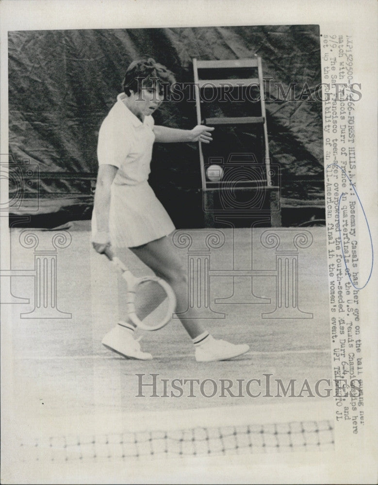1966 Press Photo Rosemary Casals at US Tennis championships - Historic Images