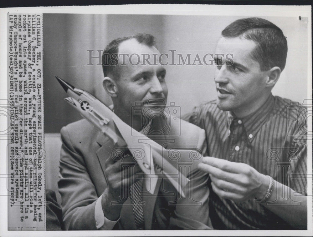 1958 Press Photo Future space pilots Ralph Cokely &amp; William C Becker - Historic Images