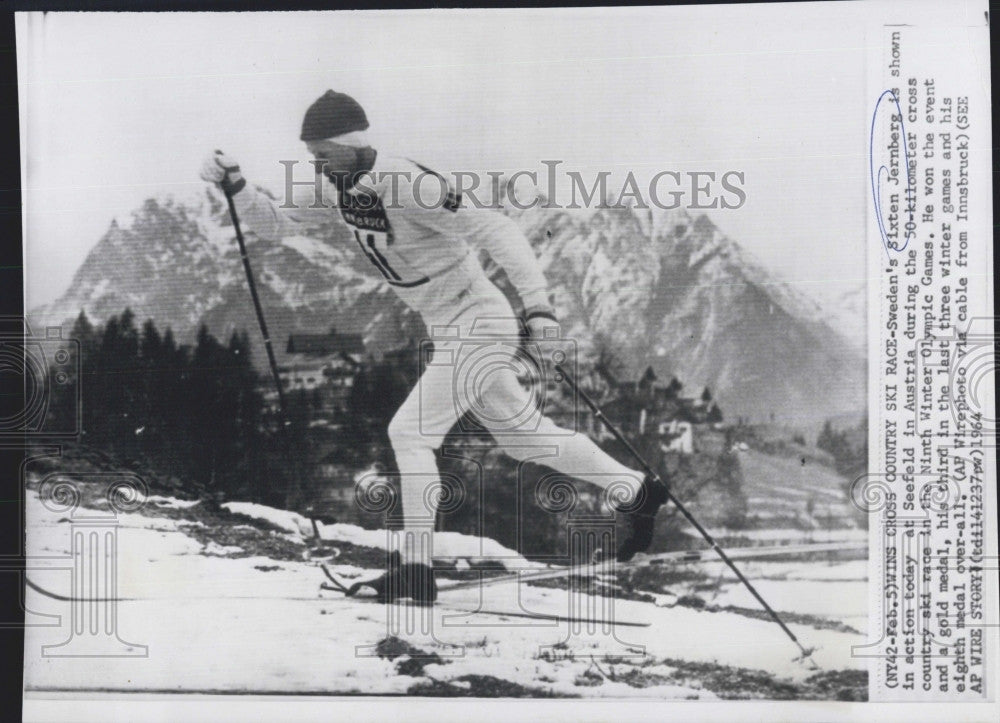 1964 Press Photo Sixten Jernberg in 9th Winter Olympic Games - Historic Images