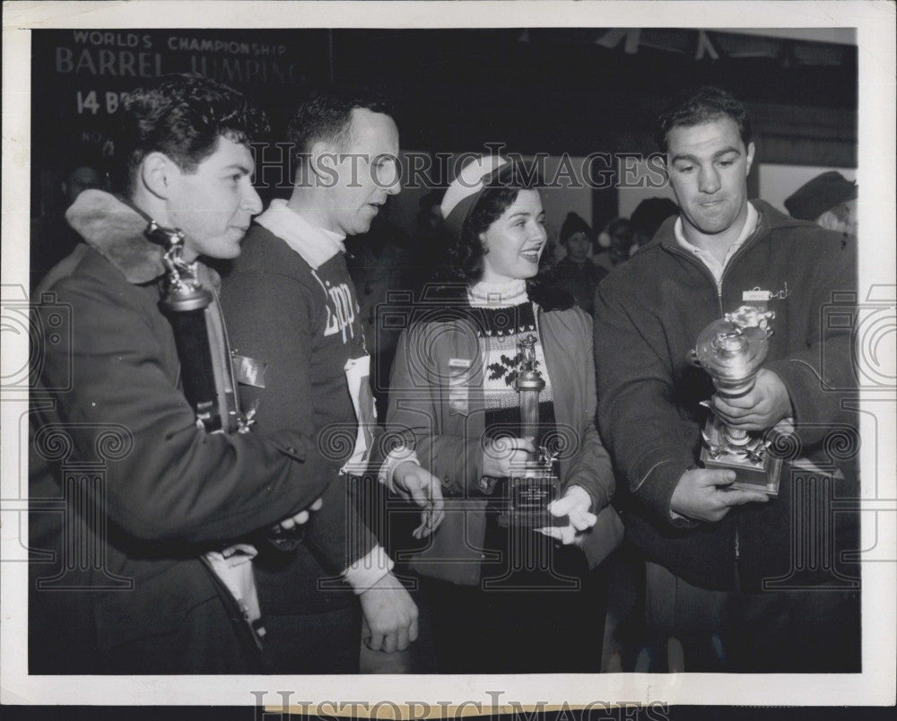 1953 Press Photo Boxer Rocky Marciano,singer Eddie Fisher, T Browne,P Hardy - Historic Images