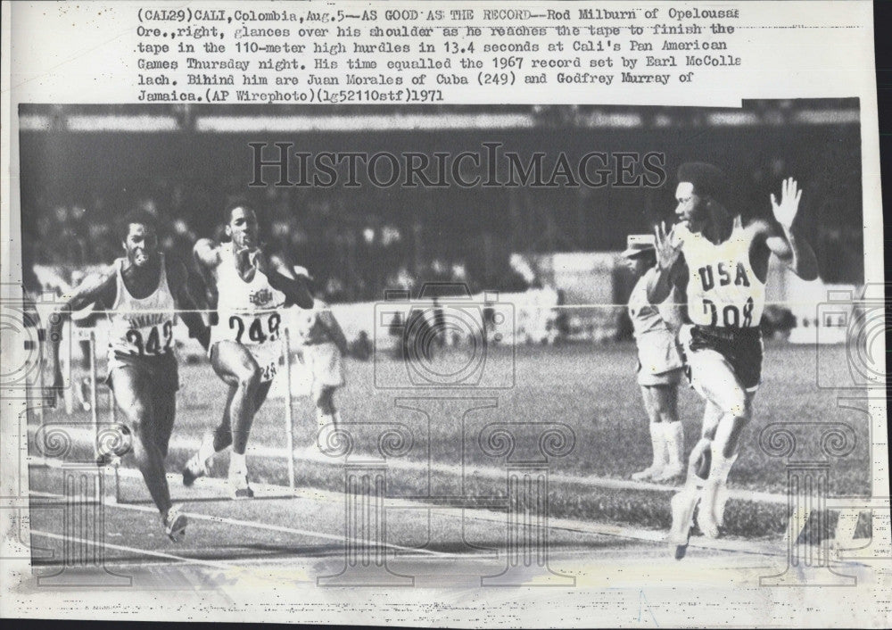1971 Press Photo Rod Milburn win Pan American Games - Historic Images