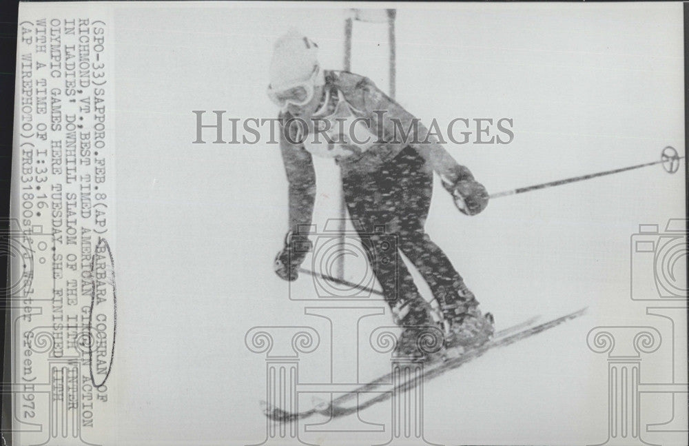 1972 Press Photo Skier Barbara Cochran in Slalom at Olympics - Historic Images