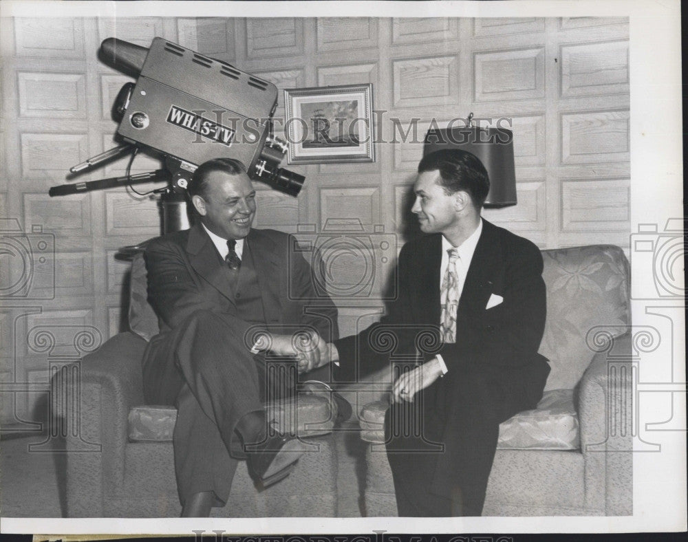 1951 Press Photo Phil Sutterfield, sportscaster, Jack McGrath - Historic Images