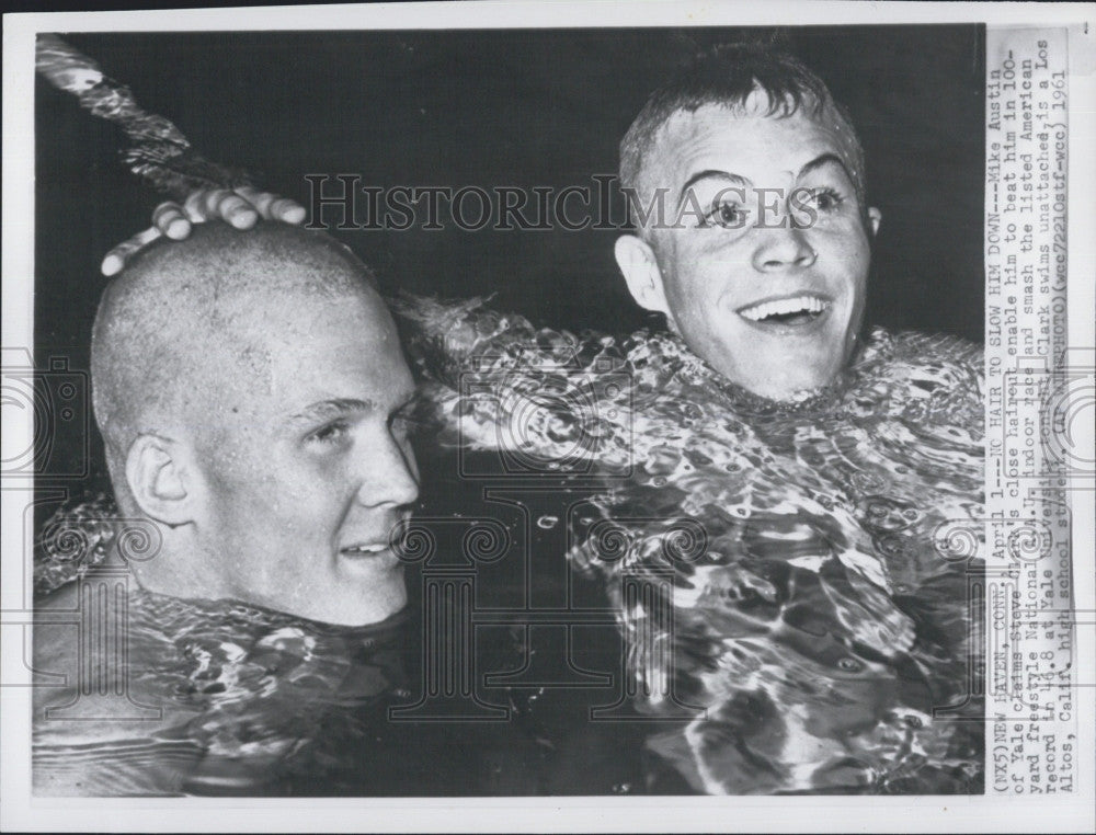 1961 Press Photo Swimmers Mike Autsin &amp; Steve Clark - Historic Images