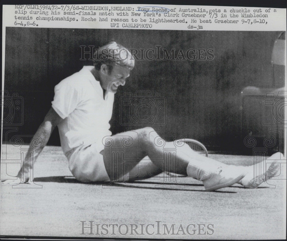 1968 Press Photo Tony Roche of Australia Wins at Wimbledon - Historic Images