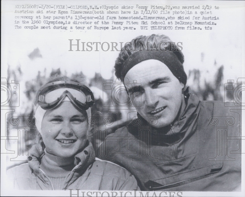 1961 Press Photo Olympic Skier Penny Pitou Marries Egon Zimmerman - Historic Images