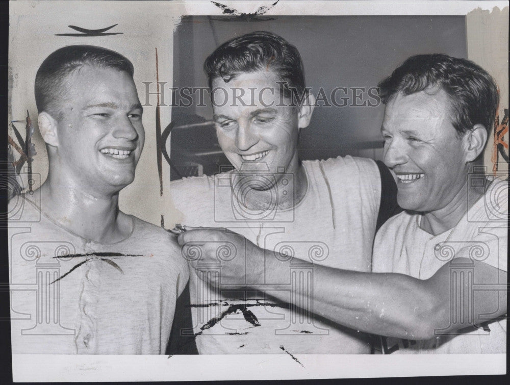 1962 Press Photo New York Yankees Jim Bouton Jack Reed Ralph Houk - Historic Images