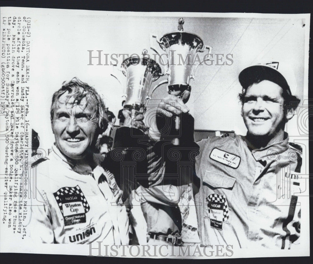 1973 Press Photo Coo Coo Marlin  &amp; Buddy Baker win 125 mile Daytona race - Historic Images